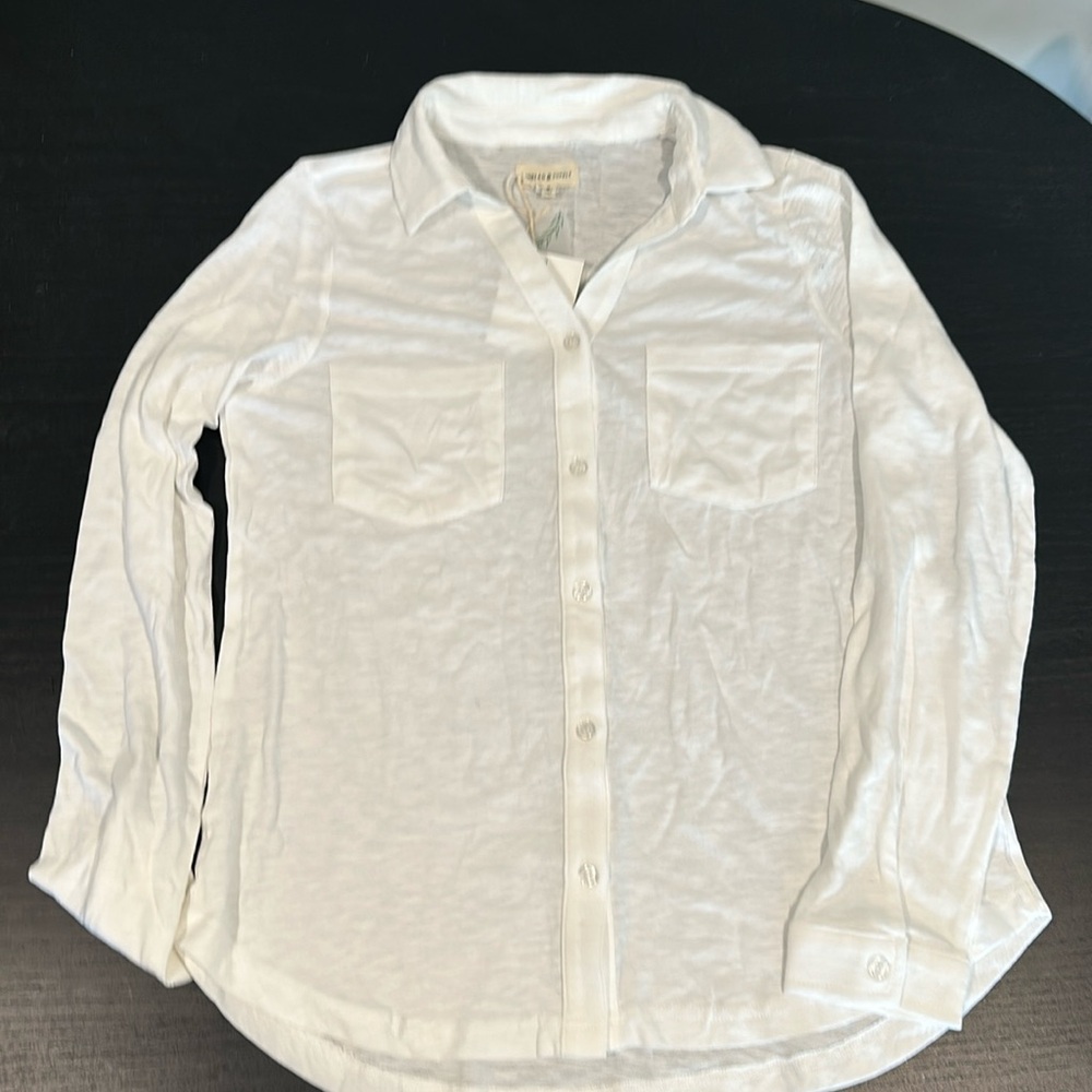White thread & supply button down